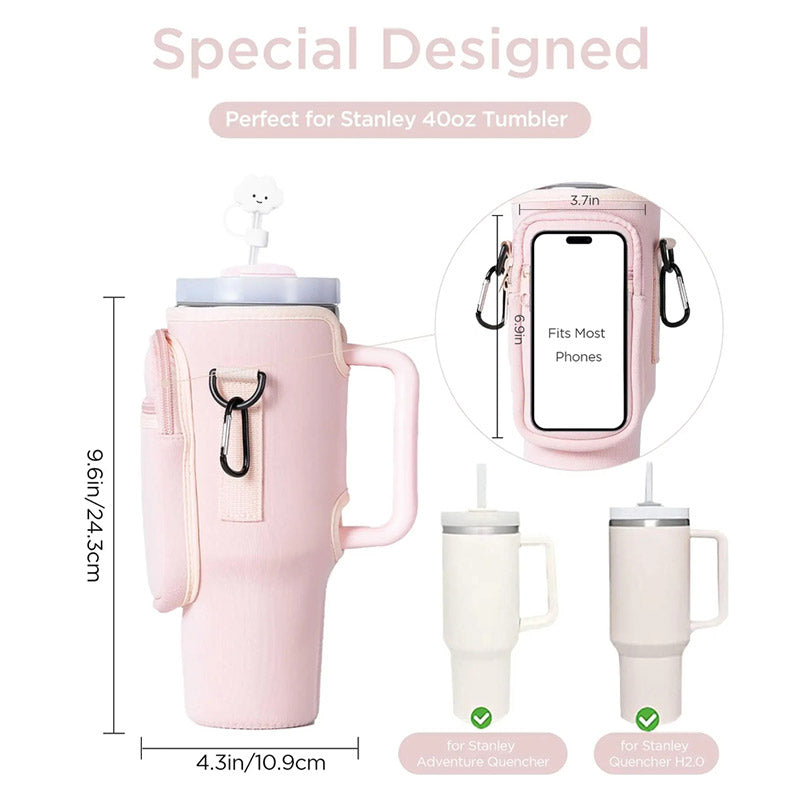 Pochette Porte-Bouteille avec Poche Téléphone pour Stanley 40oz – Housse Néoprène-SIMON